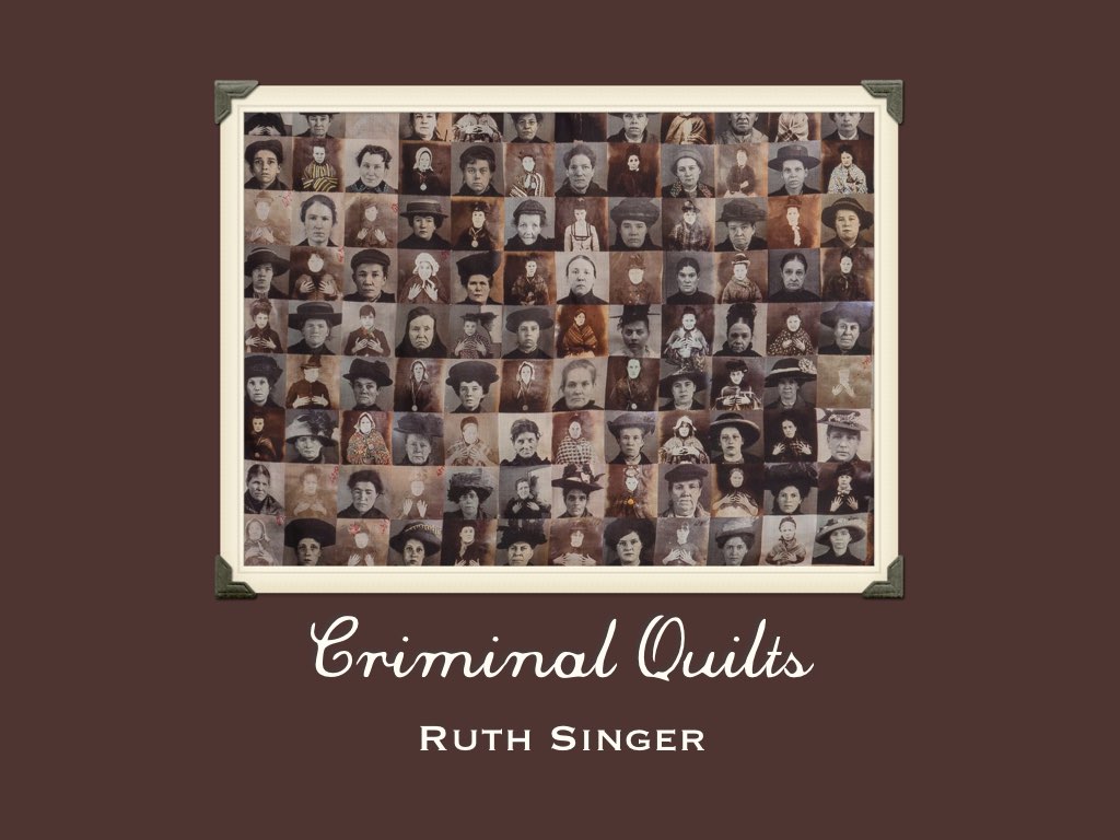 Image of textile quilt made from images of women criminals